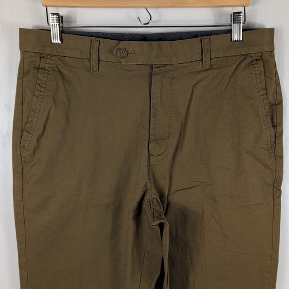 Rowm Pants Mens Size 36X32 Brown Chino Straight Leg Commuter Casual Flat Front - Picture 3 of 16